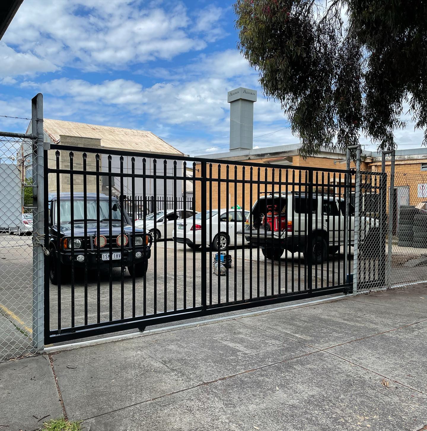 Commercial Sliding Gate Automated with a BFT Motor in Coburg 3 Black commercial-style sliding gate