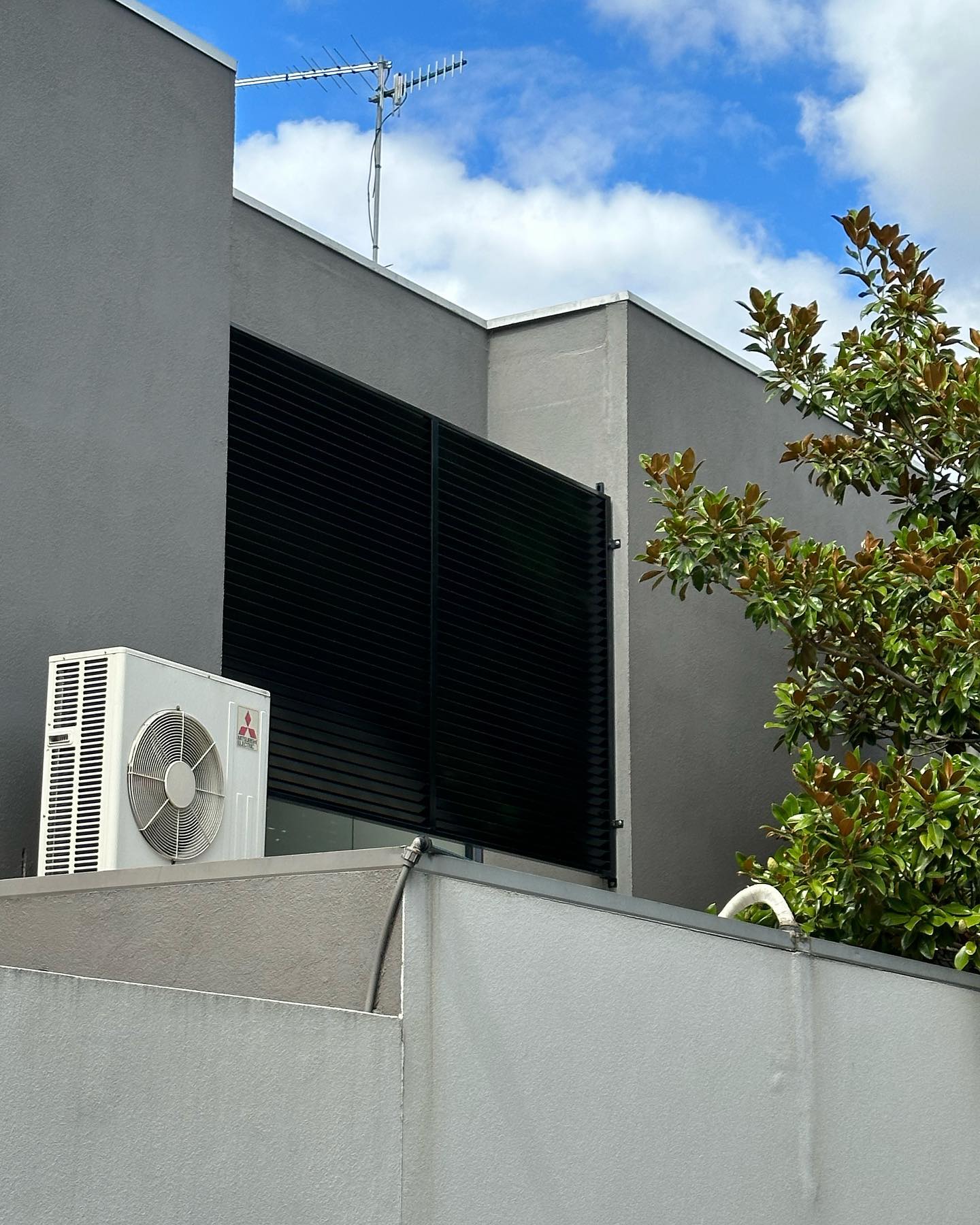 Modern building exterior with grey walls