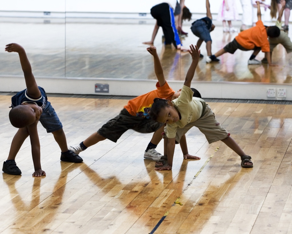 Students engaging in expressive physical activities