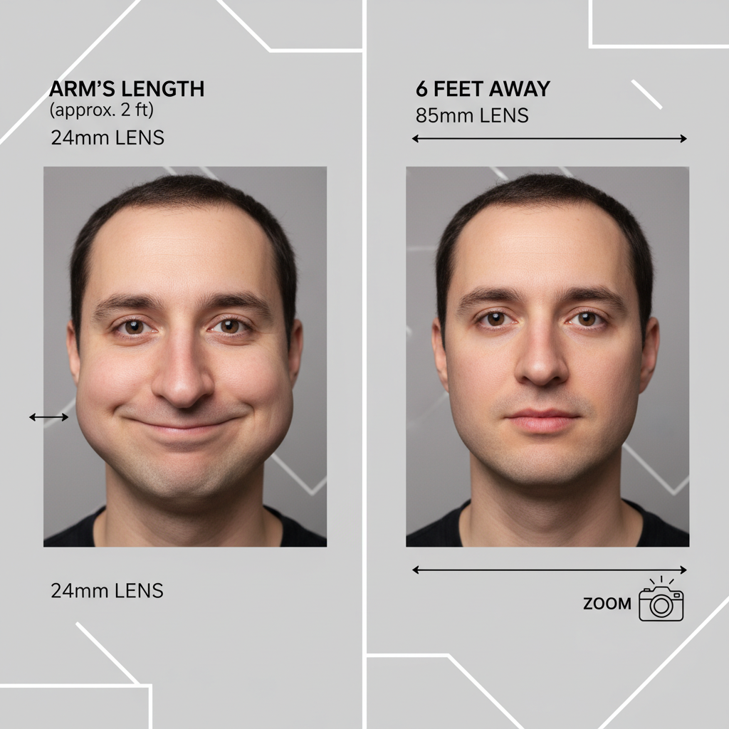 The 18-Inch Rule: How Camera Distance Warps Your Facial Proportions