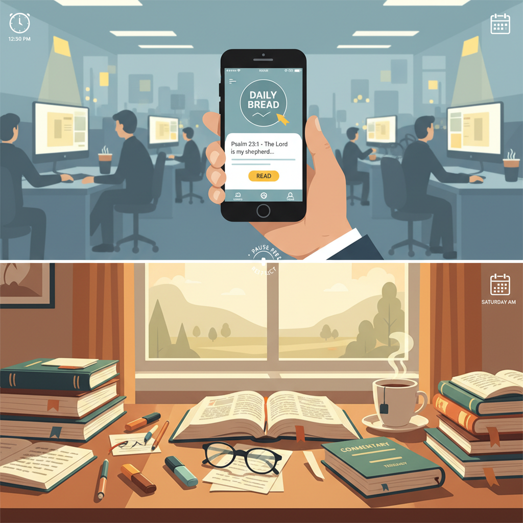 Workplace Warriors: Quick Devotions Between Meetings vs Weekend Deep Dives