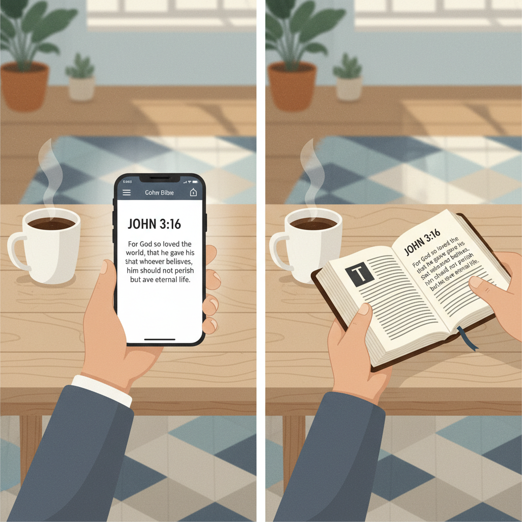 When One Partner Is a Digital Native and the Other Prefers Paper Bibles