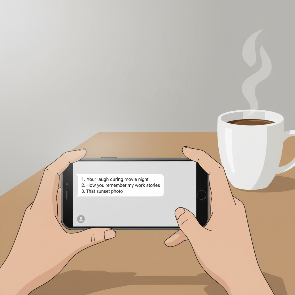 Why I Started Texting Three Things Before Coffee (And How It Changed Everything)
