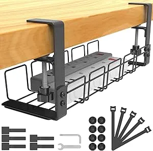 Bandeja Organizador de Cables Escritorio, Bandeja de Gestión Cables Debajo Mesa, Accesorios para Almacenar y Esconder Cables, Regleta de Soporte para Ordenador,Oficina