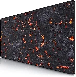 TITANWOLF – Alfombrilla Gaming XXL para ratón 900x400 – Mouse Pad - Precisión y Velocidad - Parte Inferior de Goma para una sujeción Estable - Antideslizante, Resistente al Agua – Motivo Lava Fuego