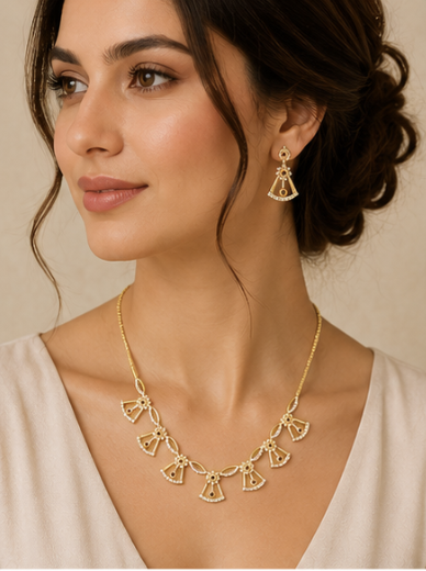 Classic Gold Party Wear Jewelry Set by Aurra Jewels