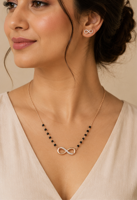 Infinity Rose Gold Mangalsutra Set by Aurra Jewels
