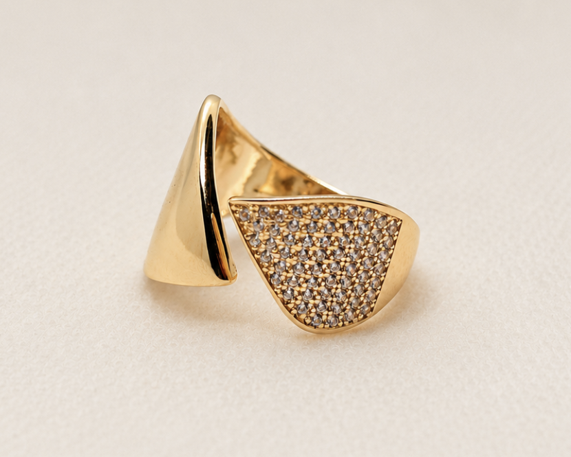 Contemporary Gold Statement Ring Silver 925 by Aurra Jewels