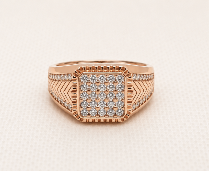 Premium CZ Studded Statement Ring Men Silver 925 by Aurra Jewels