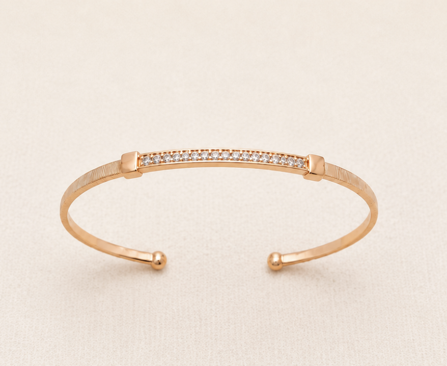 Rose Gold Crystal Cuff Bracelet by Aurra Jewels
