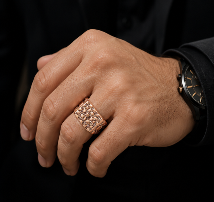 Royal Mosaic Luxe Men’s Rose Gold Vermeil Ring by Aurra Jewels