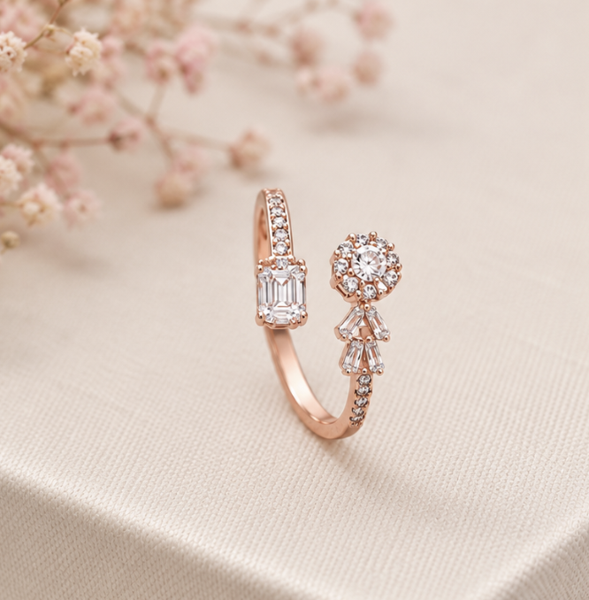 Blossom Glow Open Rose Gold Vermeil Ring by Aurra Jewels