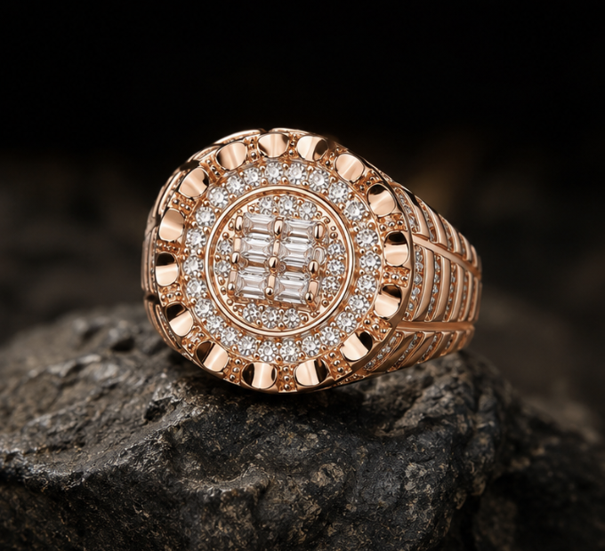 Royal Orbit Diamond Statement Rose Gold Vermeil Ring by Aurra Jewels