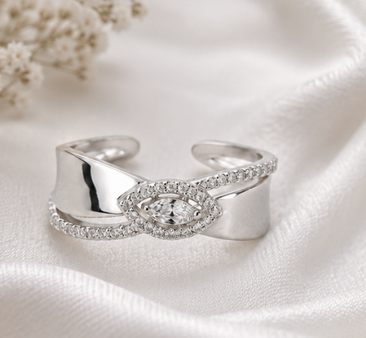 Celeste Marquise Twist Ring Silver 925 by Aurra Jewels