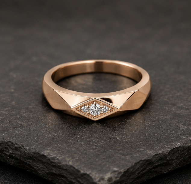 Titan Crest Diamond Men’s Rose Gold Vermeil Ring by Aurra Jewels