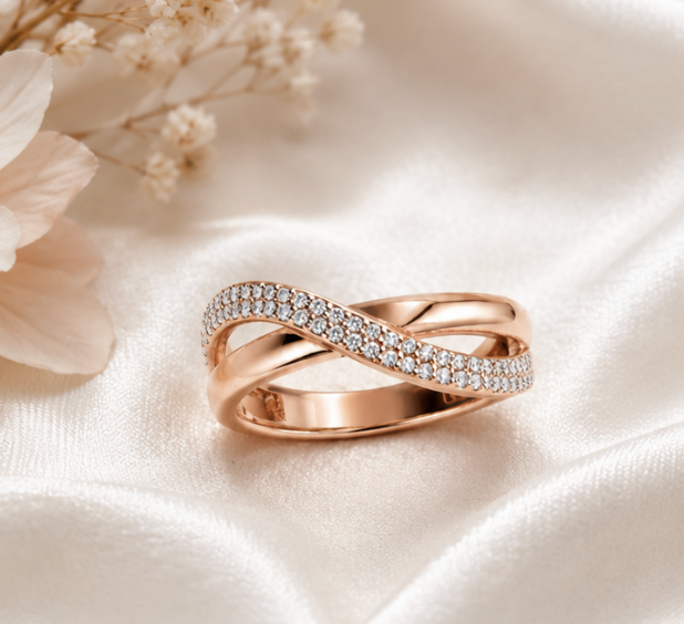 Infinity Sparkle Rose Gold Ring Silver 925 by Aurra Jewels