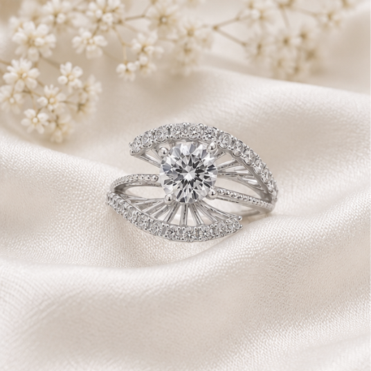 Celestia Bloom Diamond Halo Ring by Aurra Jewels