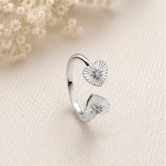 Celeste Heart Duo Open Ring Silver 925 by Aurra Jewels