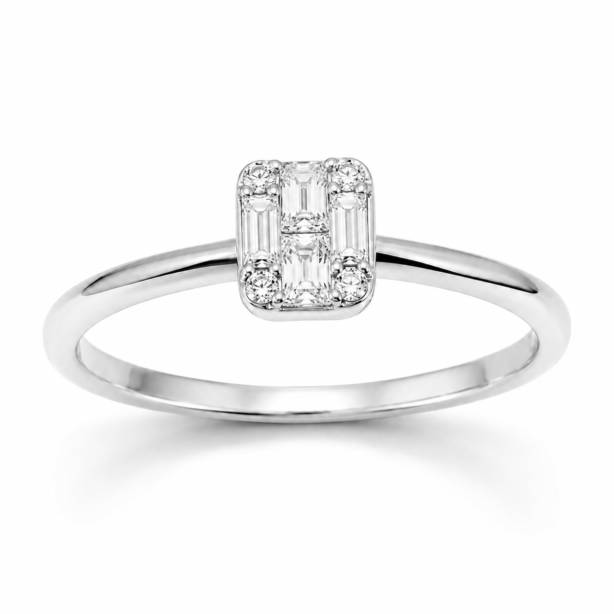 Rose Gold Emerald-Cut Diamond Cluster Ring