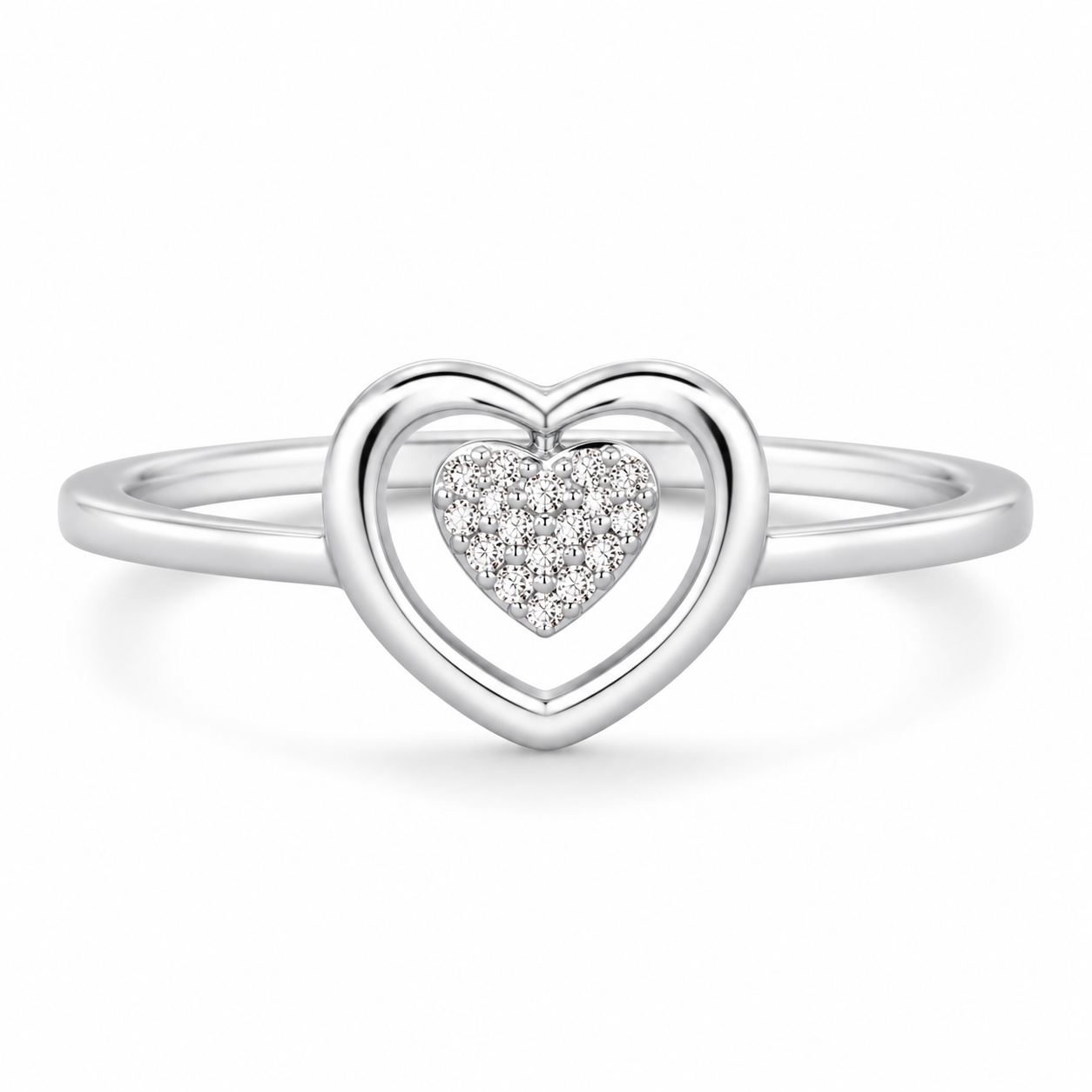 Silver Heart CZ Ring