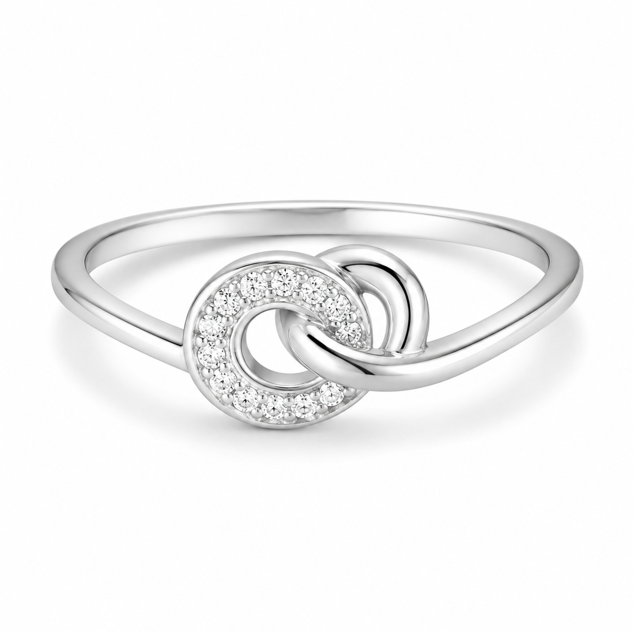 Silver Knot CZ Ring