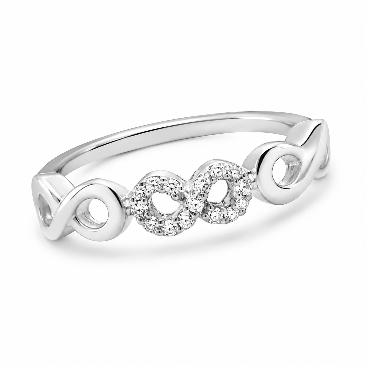 Silver Infinity Sparkle CZ Ring