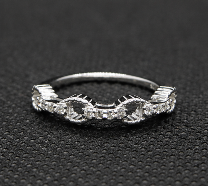 Silver Trio Circle CZ Ring