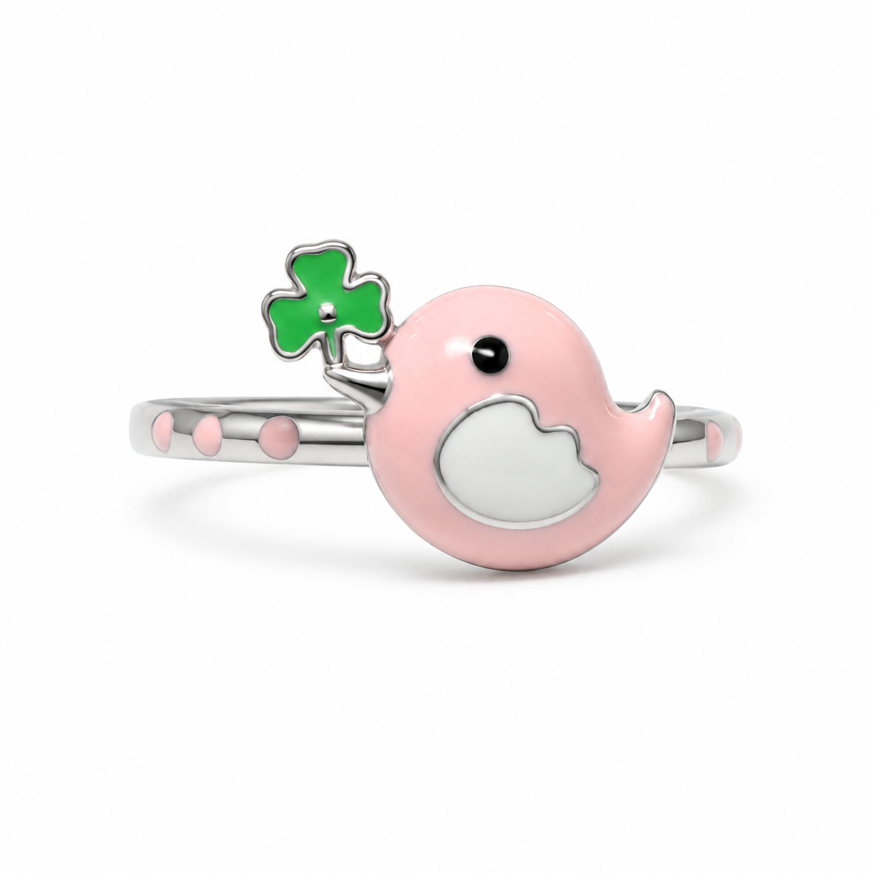 Pink Baby Sterling Silver Bird Ring