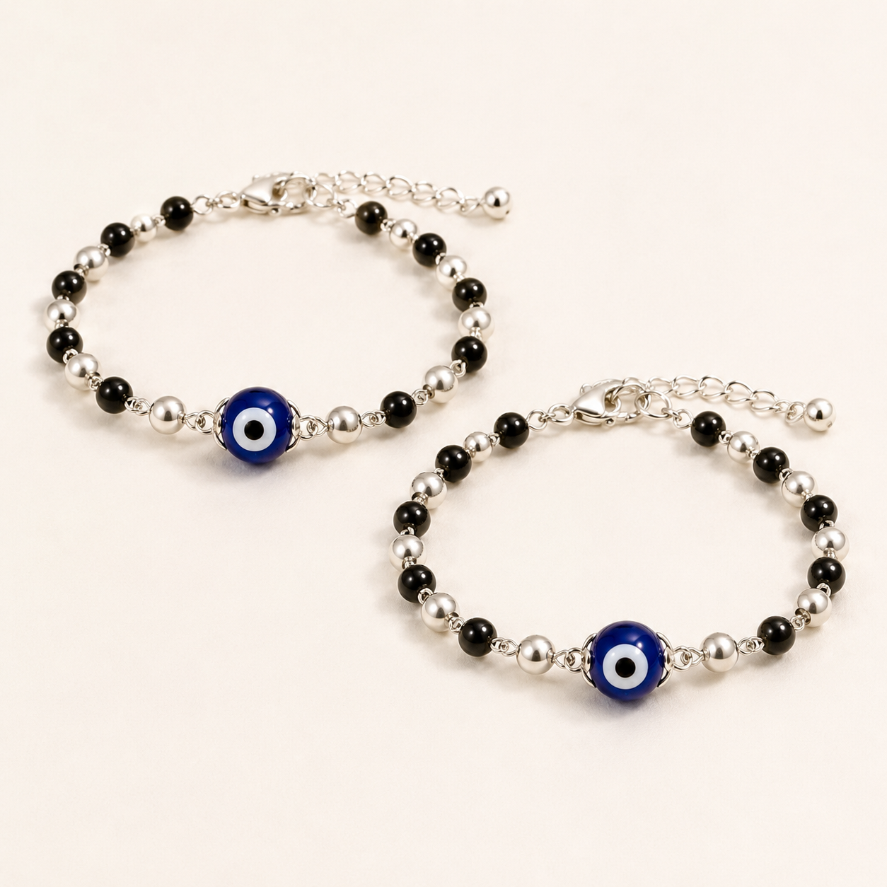 Evil Eye Silver Bracelet Pair