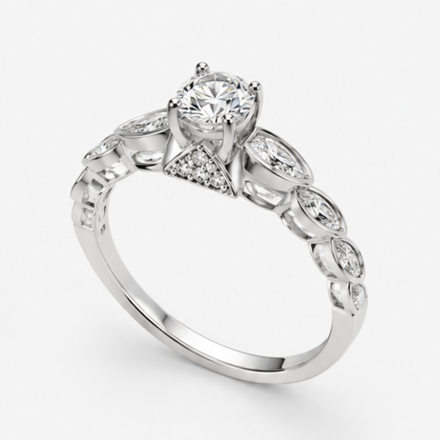 Celestial Marquise Diamond Halo Ring