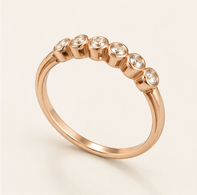 925 Sterling Silver Rose Gold Bezel Eternity Silver Ring