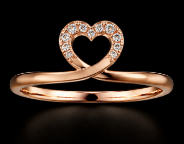 925 Sterling Silver Rose Gold Heart Embrace Adjustable Ring