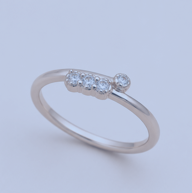 925 Sterling Silver Adjustable Open Diamond Ring