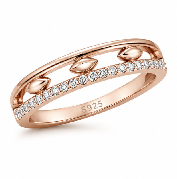 Rose Gold CZ Openwork Ring – Minimalist Statement Ring