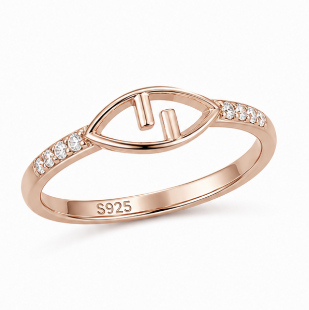 Rose Gold Evil Eye CZ Ring – Minimalist Lucky Charm Ring