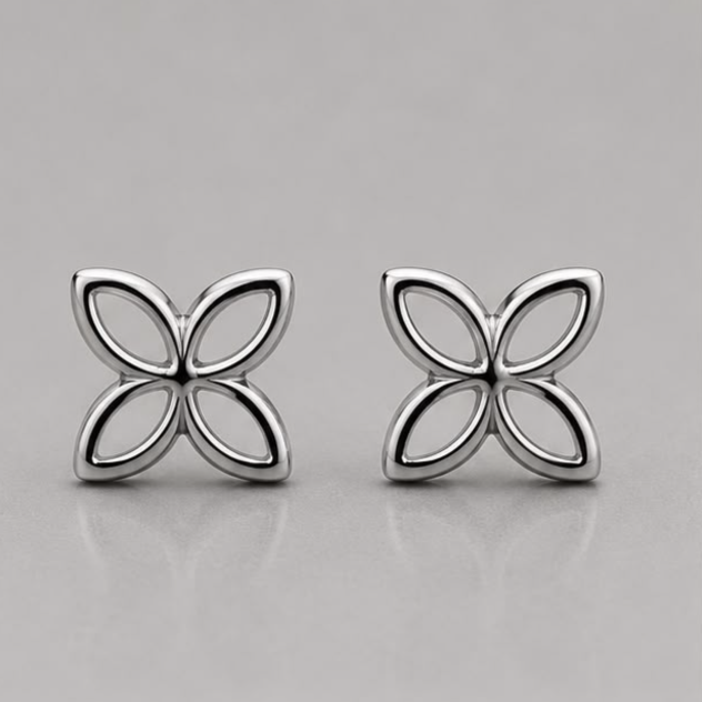 Blossom Petal Stud Earrings – 925 Sterling Silver