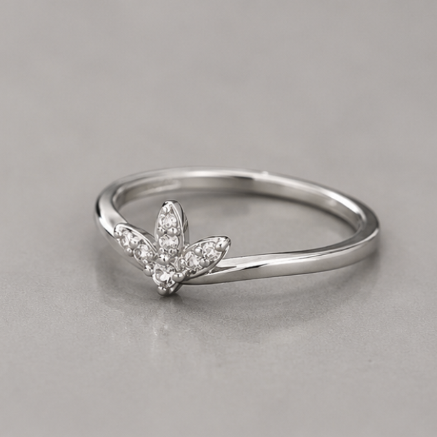 Floral Sparkle Ring – 925 Sterling Silver CZ Ring