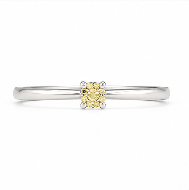 925 Sterling Silver Yellow Diamond Solitaire Ring for Women
