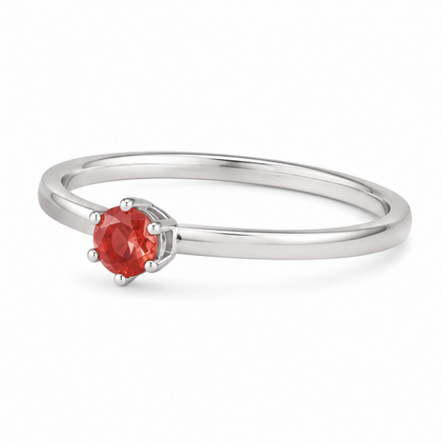 925 Sterling Silver Ruby Red Solitaire Ring for Women