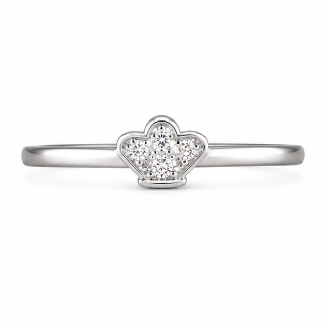 925 Sterling Silver Crown Diamond Ring for Women