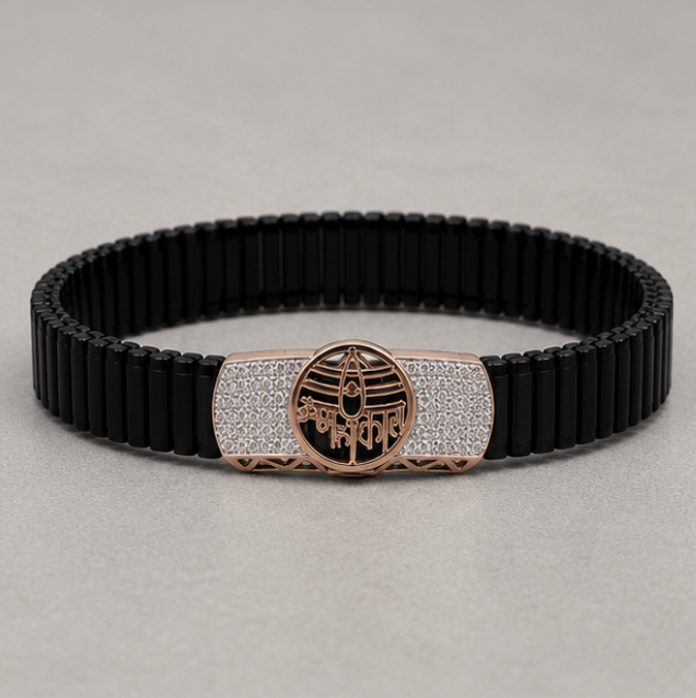 925 Sterling Silver Mahakal Rose Gold Men's Bracelet