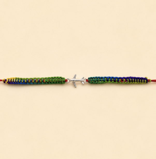 Airplane Charm Designer Rakhi with Handwoven Thread & Premium Gift Box