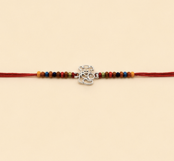 Lord Ganesha Designer Rakhi with Multicolor Beads & Premium Gift Box