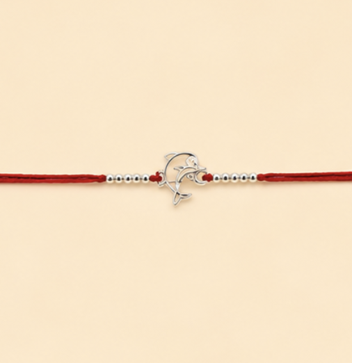 Dolphin Charm Designer Rakhi with Pearl Beads & Premium Gift Box