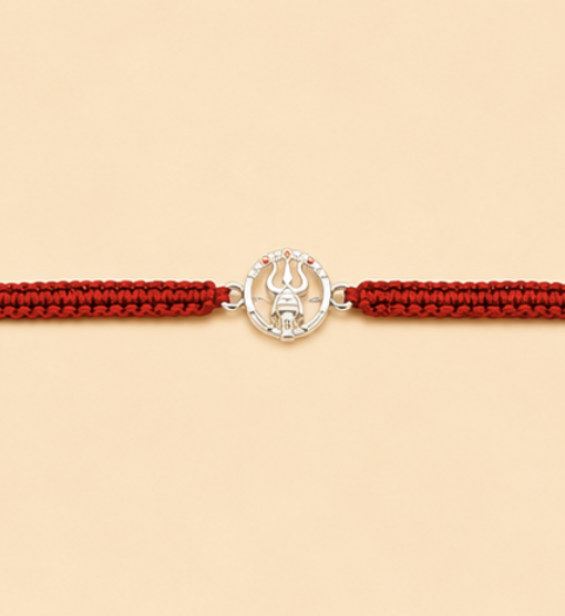 Mahadev Trishul & Shivling Designer Rakhi with Handwoven Red Thread