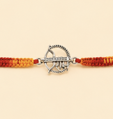 Jai Shree Ram Bow & Arrow Designer Rakhi with Handwoven Thread