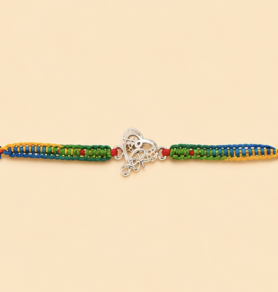 BRO Heart Designer Rakhi with Handwoven Multicolor Thread