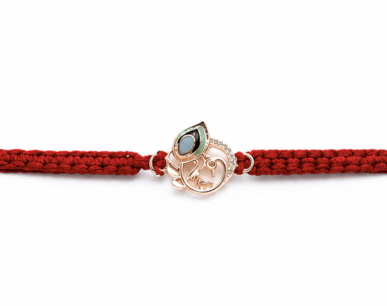Om Designer Rakhi with Peacock Feather Motif & Premium Gift Box