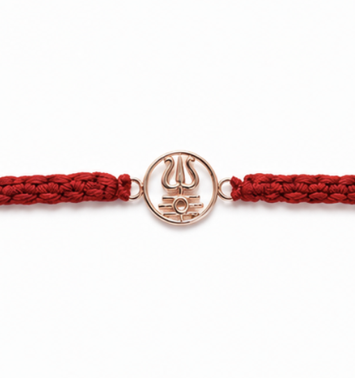 925 Sterling Silver Rose Gold Trishul & Shivling Rakhi