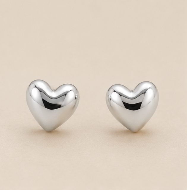Classic Heart Stud Earrings – 925 Sterling Silver